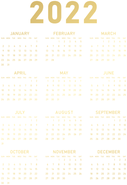 This png image - 2022 Gold Calendar US PNG Clipart, is available for free download