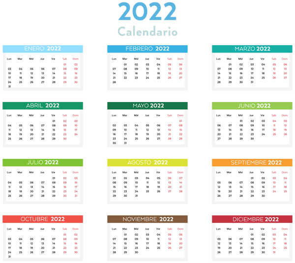 This png image - 2022 Spanish Color Calendar Clipart, is available for free download