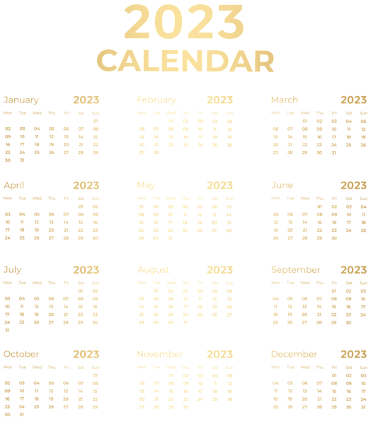 This png image - 2023 Gold Calendar PNG Clipart, is available for free download