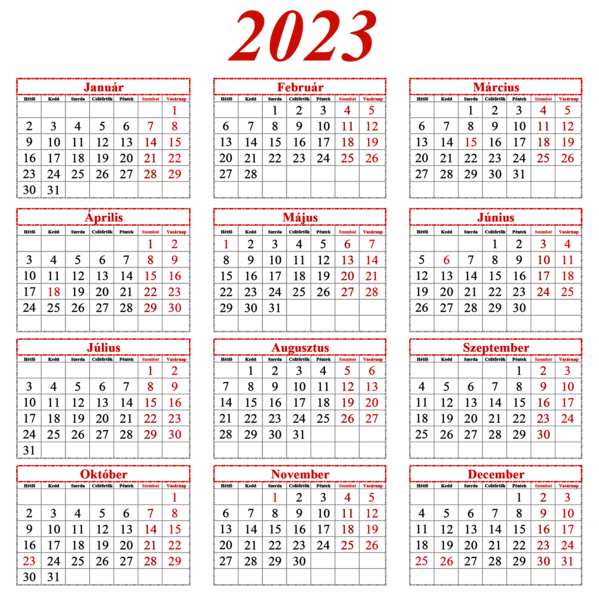 This png image - 2023 Hungarian Calendar Transparent PNG Clipart, is available for free download