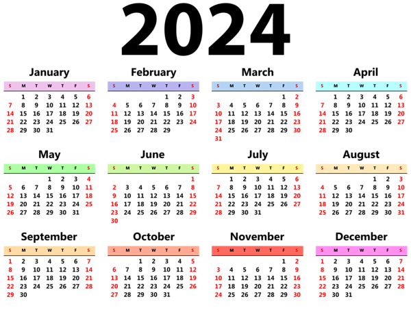 This png image - 2024 Calendar US PNG Image, is available for free download