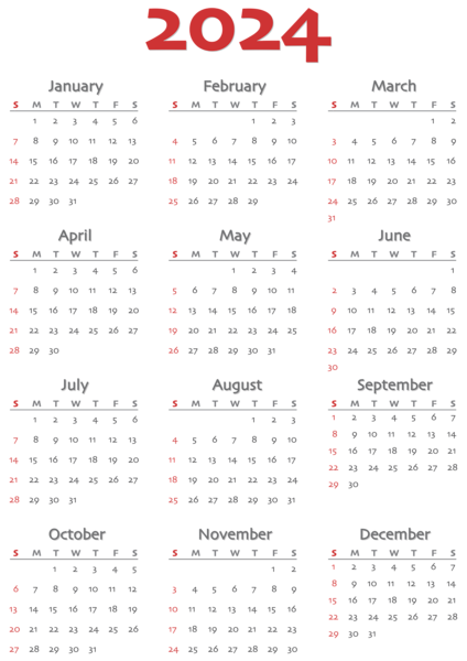 This png image - 2024 Calendar US Transparent Image, is available for free download