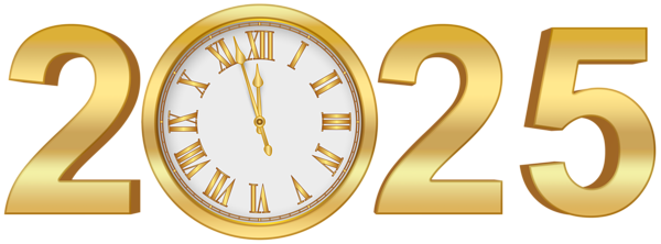 This png image - 2025 Gold Clock Transparent Clip Art Image, is available for free download