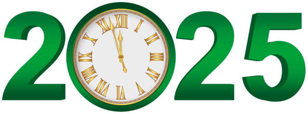 This png image - 2025 Green Clock Transparent Clip Art Image, is available for free download