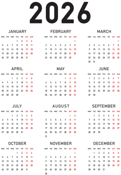 This png image - 2026 Calendar PNG Transparent Clipart, is available for free download