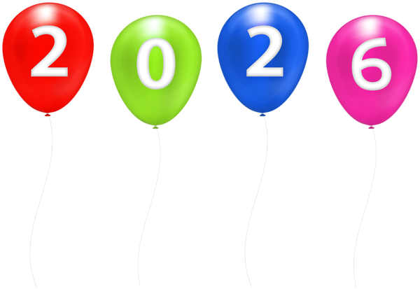 This png image - 2026 Color Balloons Clip Art Image, is available for free download
