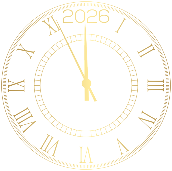This png image - 2026 Decorative New Year Clock Clipart, is available for free download