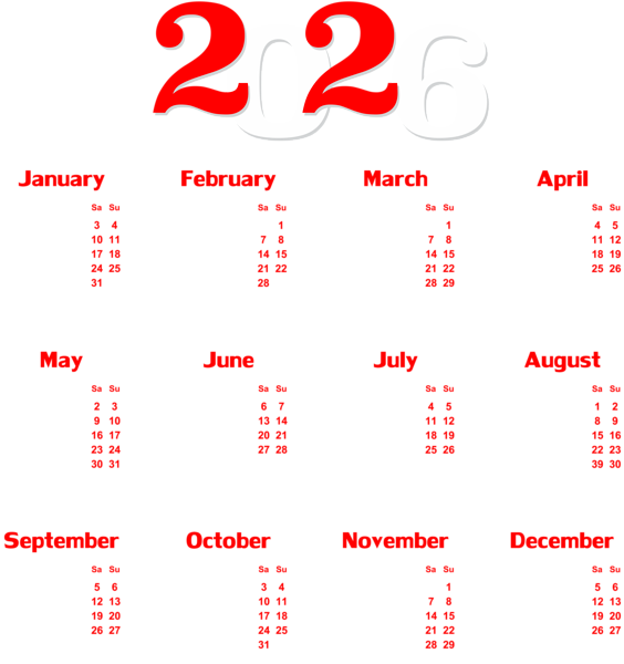 This png image - 2026 EU Calendar White Transparent PNG Clip Art, is available for free download