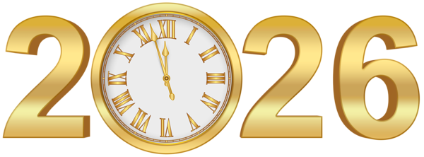 This png image - 2026 Gold Clock Transparent Clip Art Image, is available for free download