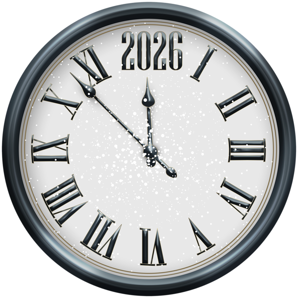 This png image - 2026 New Year Metal Clock PNG Clipart, is available for free download