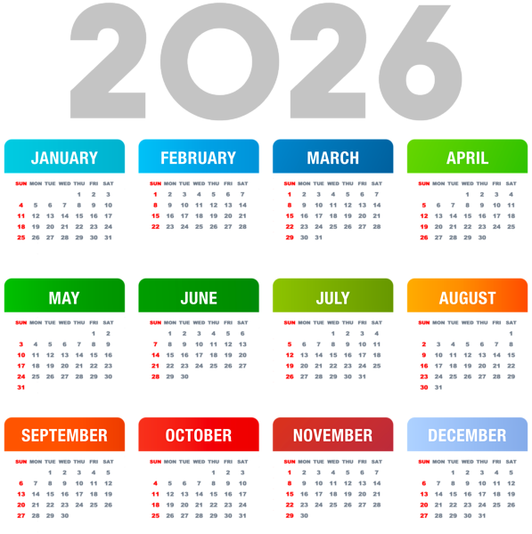 This png image - 2026 Transparent Calendar PNG Clipart, is available for free download
