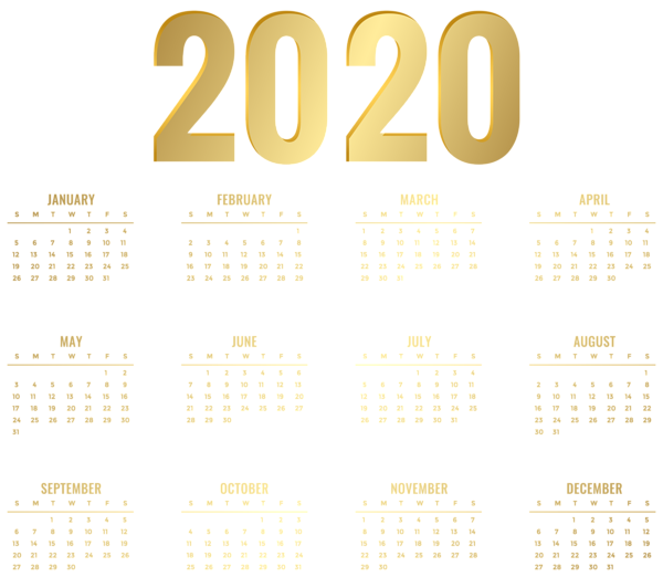This png image - Calendar 2020 Gold Transparent PNG Image, is available for free download