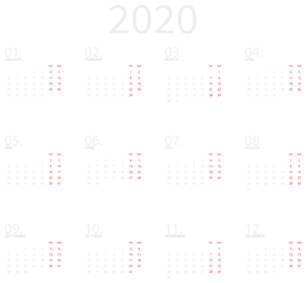 This png image - Calendar 2020 White Transparent Clipart, is available for free download