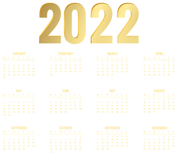 This png image - Calendar 2022 Gold Transparent PNG Image, is available for free download