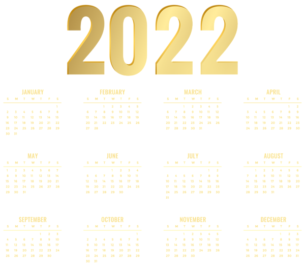 This png image - Calendar 2022 Gold US Transparent PNG Image, is available for free download