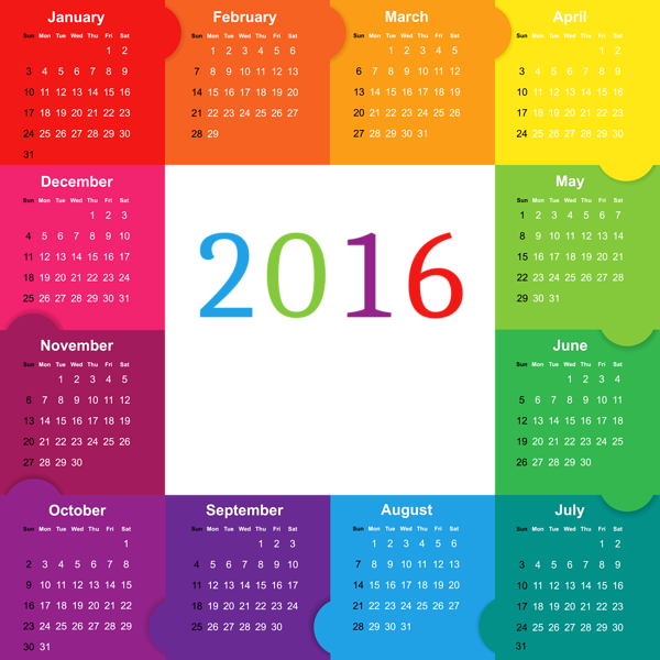 This png image - Colorful 2016 Calendar PNG Image, is available for free download