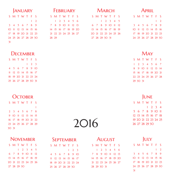 This png image - Transparent 2016 Calendar PNG Image, is available for free download