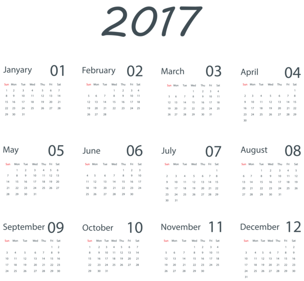 This png image - Transparent 2017 Calendar PNG Clip Art Image, is available for free download