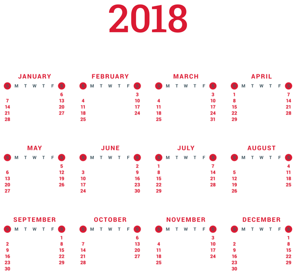 This png image - Transparent 2018 Calendar PNG Clip Art, is available for free download