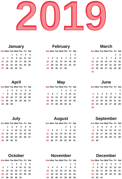 This png image - Transparent 2019 Calendar PNG Image, is available for free download