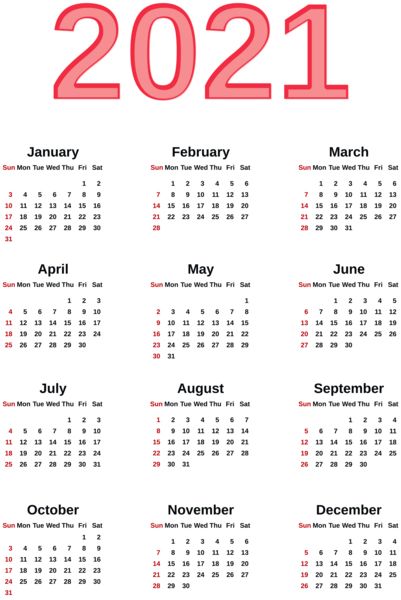 This png image - Transparent 2021 Calendar PNG Image, is available for free download