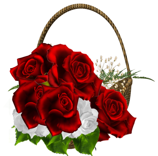 This png image - Beautiful Red Roses Transparent Basket Bouquet Clipart, is available for free download