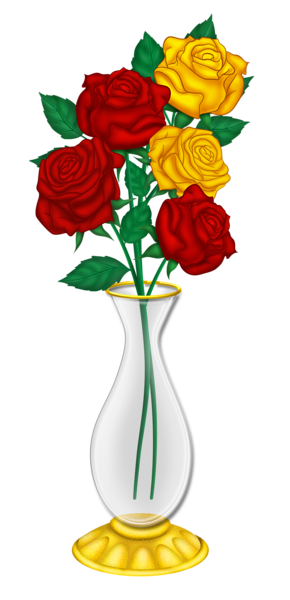 Beautiful Vase with Red and Yellow Roses PNG Picture ...