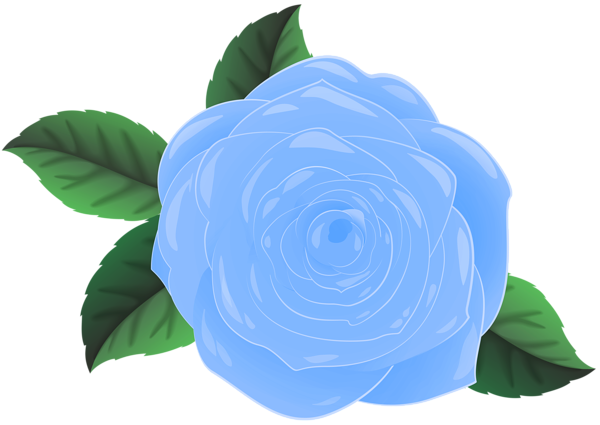 This png image - Blue Rose and Leaves PNG Clipart, is available for free download