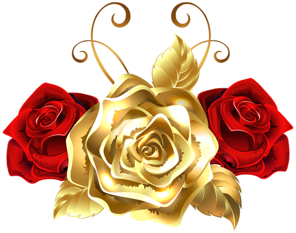 This png image - Gold and Red Roses PNG Clip Art Image, is available for free download