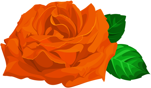 This png image - Orange Rose with Leaves PNG Clipart, is available for free download