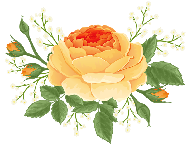 This png image - Orange Rose with White Flowers PNG Clip Art Image, is available for free download