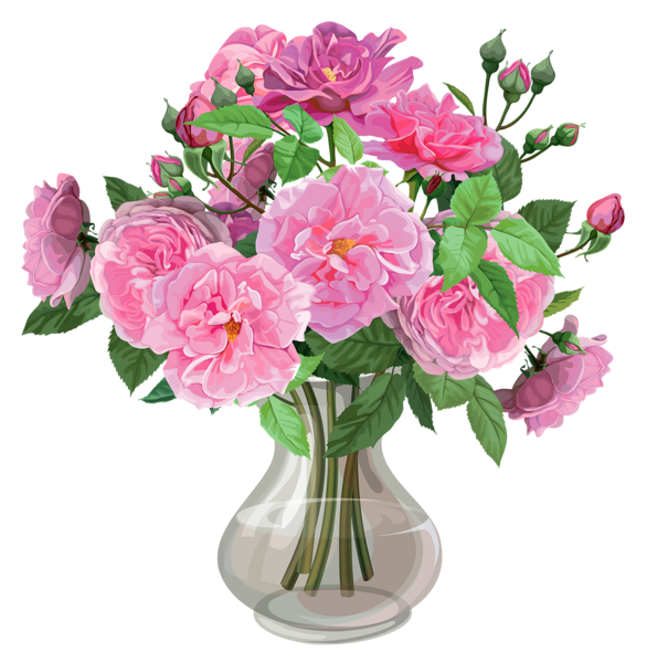 This png image - Pink Roses in Vase Transparent PNG Clipart, is available for free download