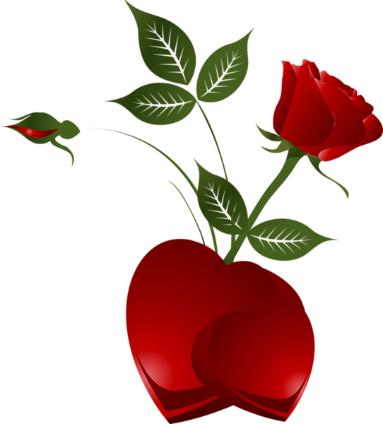This png image - Transparent Decorative Element Red Rose with Heart, is available for free download