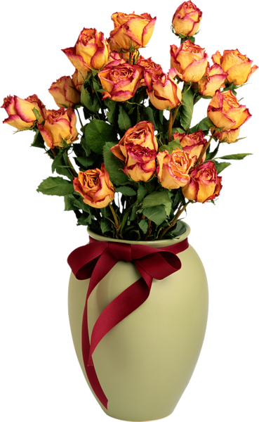 This png image - Vase with Orange Roses PNG Picture, is available for free download