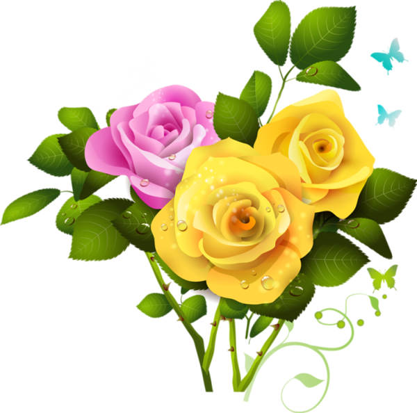Yellow and Pink Rose Bouquet PNG Clipart | Gallery ...