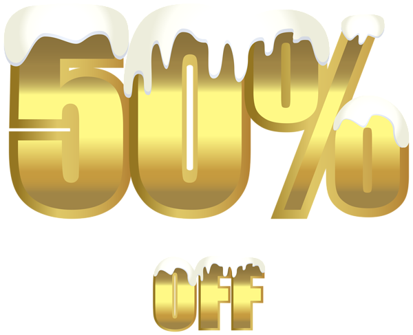 This png image - 50% Off Gold Winter Sale PNG Clipart, is available for free download
