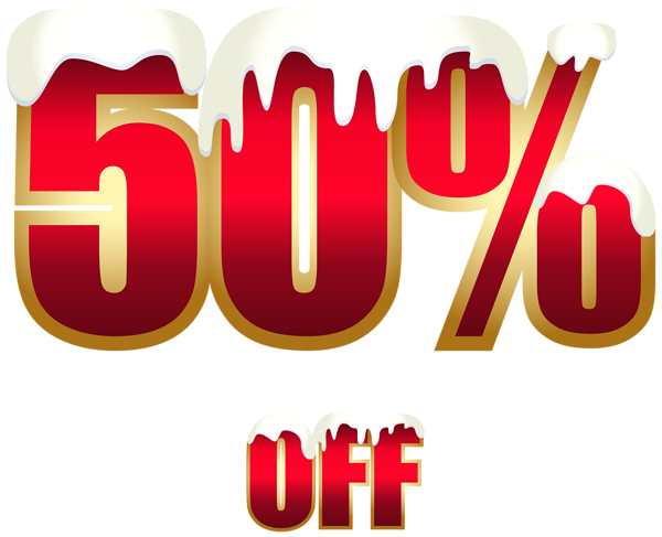 This png image - 50% Off Red Gold Winter Sale PNG Clipart, is available for free download