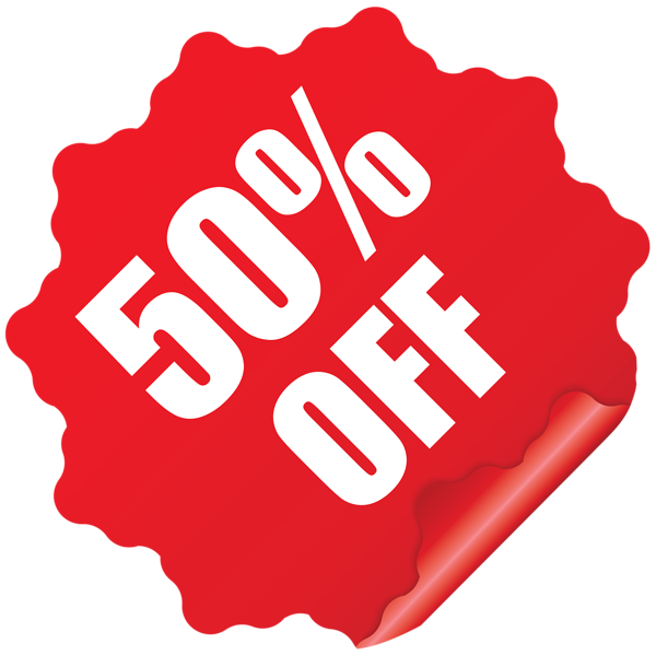 This png image - 50% Off Sticker PNG Clipart Image, is available for free download