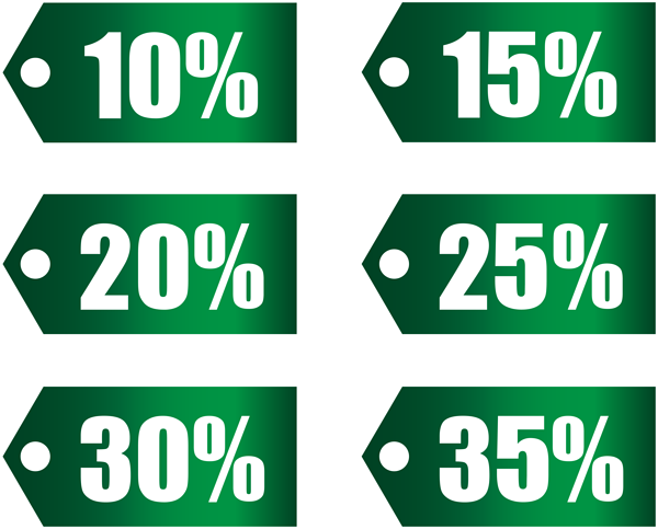 This png image - Green Discount Tags Set Part 1 Transparent PNG Image, is available for free download