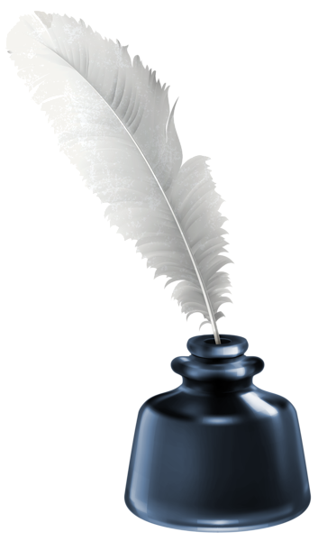 This png image - Quill and Blue Ink Pot Transparent PNG Clip Art Image, is available for free download