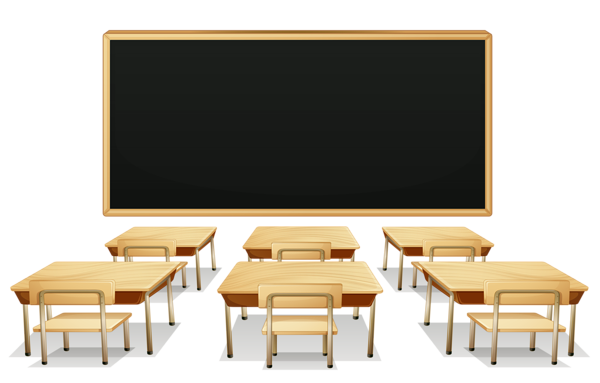 This png image - School Classroom with Blackboard and Desks PNG Clipart Picture, is available for free download