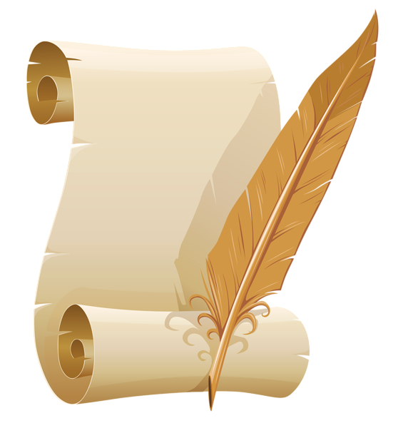 This png image - Scrolled Paper and Quill Pen PNG Clipart Image, is available for free download