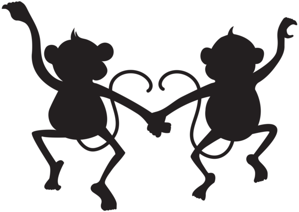 This png image - Cute Monkeys Silhouette PNG Transparent Clip Art Image, is available for free download
