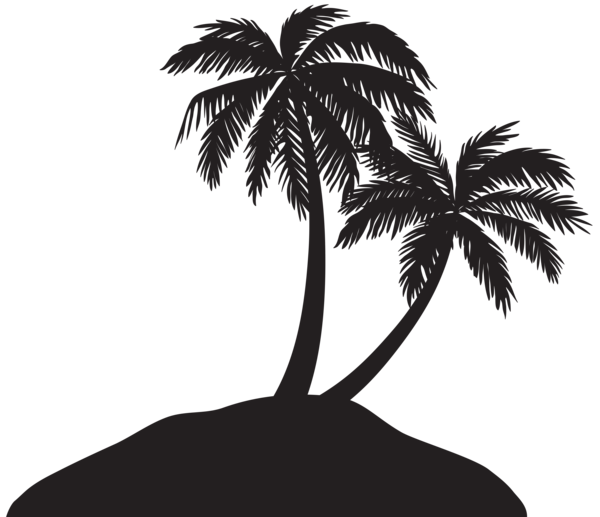 This png image - Island with Palm Trees Silhouette PNG Clip Art Image, is available for free download