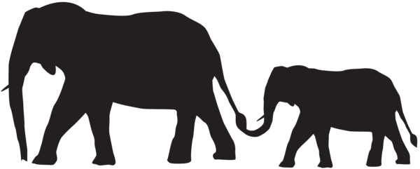 This png image - Mother and Baby Elephants Silhouette PNG Clip Art Image, is available for free download