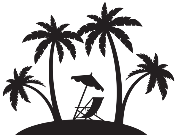 This png image - Palms and Beach Chair Silhouette PNG Clip Art, is available for free download