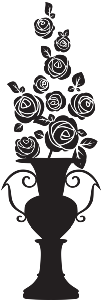 This png image - Vase with Roses Silhouette PNG Clip Art Image, is available for free download