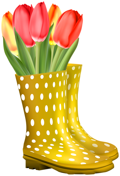 This png image - Rubber Boots with Spring Tulips Transparent Image, is available for free download