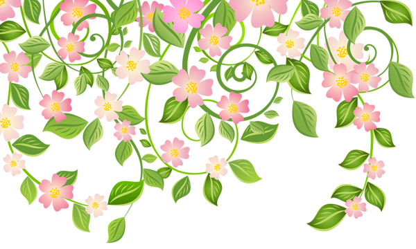 This png image - Spring Blossom Decoration with Leaves Transparent PNG Clip Art Image, is available for free download