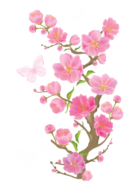 This png image - Spring Branch with Butterflies PNG Clipart Picture, is available for free download
